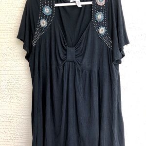 American Rag Plus Size Long Black BabyDoll Top